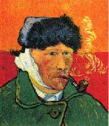 Self Portrait with Bandaged Ear and Pipe Vincent Van Gogh